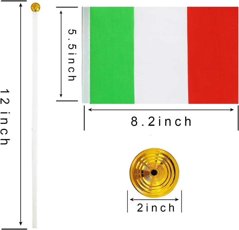 WXTWK 12 Pack Italy Flag Italian Desk Flag Small Mini Italian Table Flags With Stand Base,Home Office Festival Events Celebration Decorations - Image 2